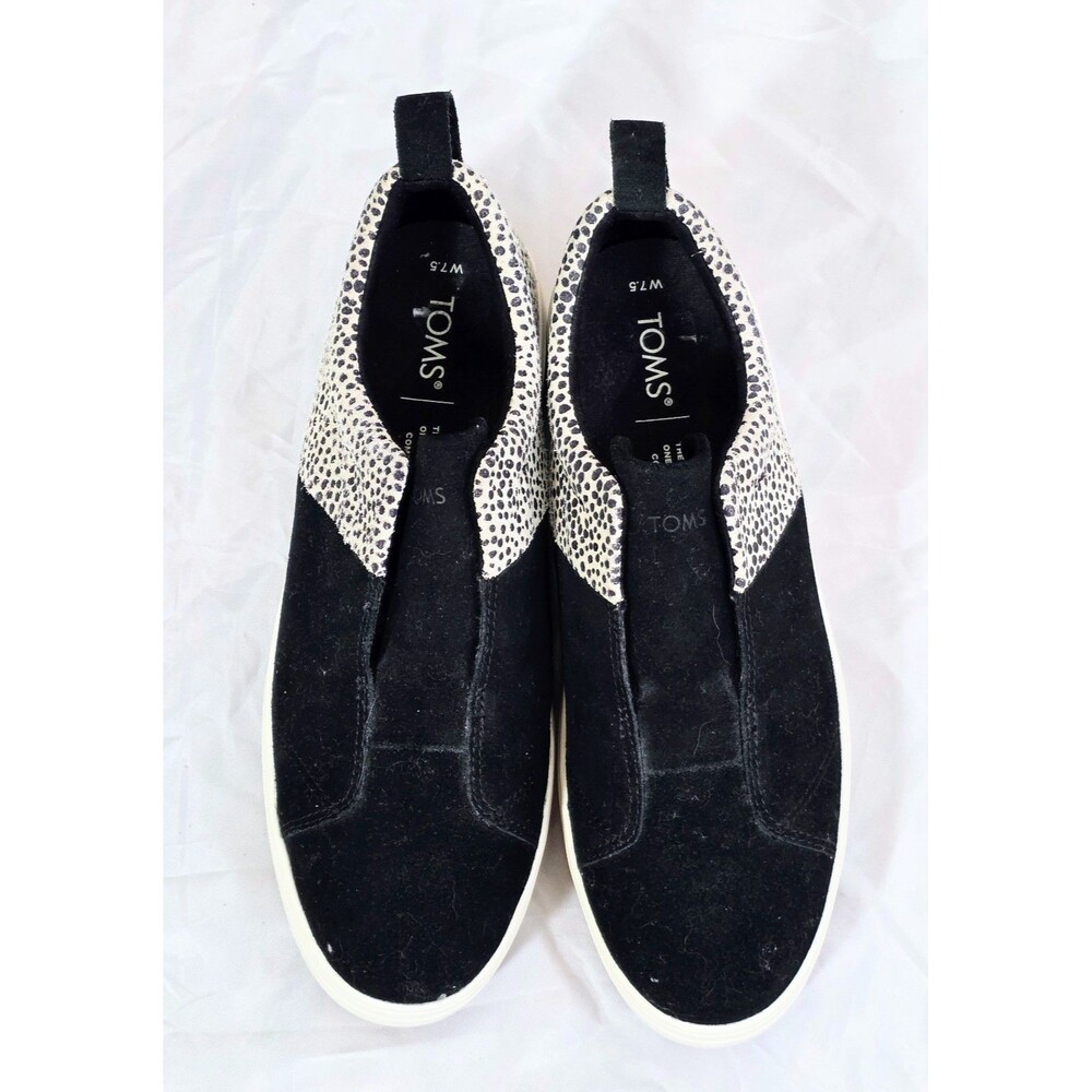 TOMS Amber Black Suede & Mini Cheetah Slip-On Platform Sneakers - Women's 7.5 - Picture 2 of 8